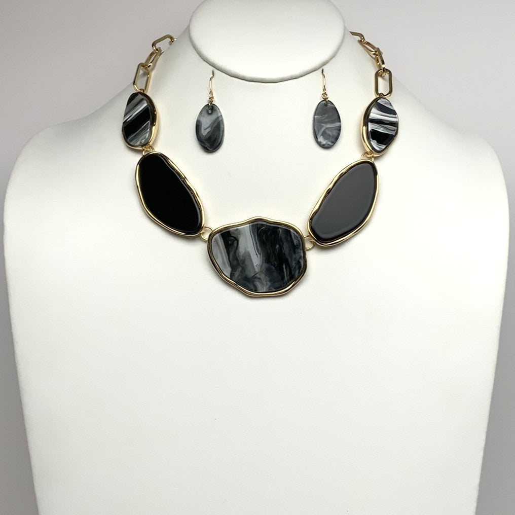 Lucite Color Mix Link Necklace Set