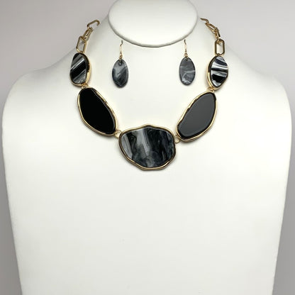 Lucite Color Mix Link Necklace Set