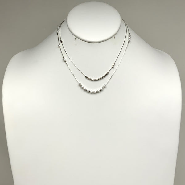 Layered Pearl Bead Mix Necklace