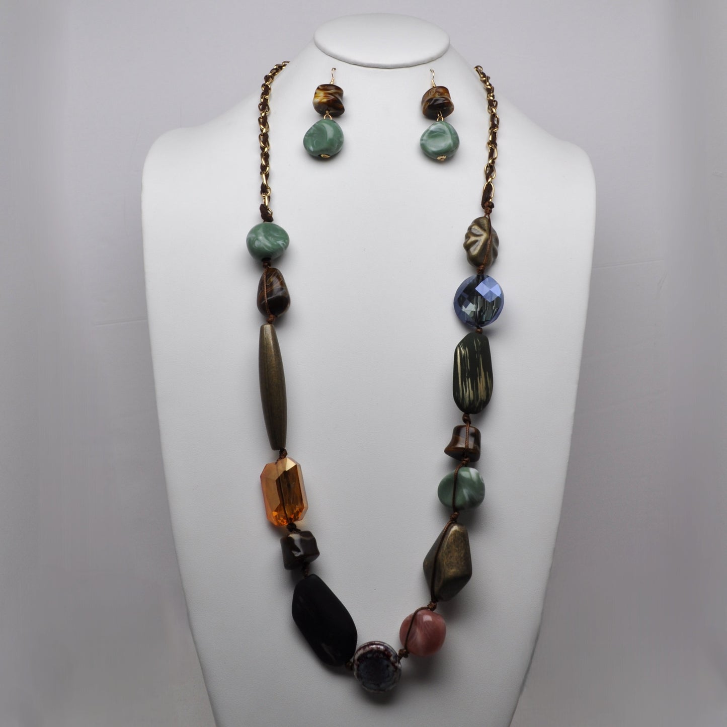 Long Chunky Beaded Statement Necklace