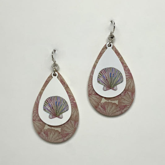 Wood Shell Print Earrings