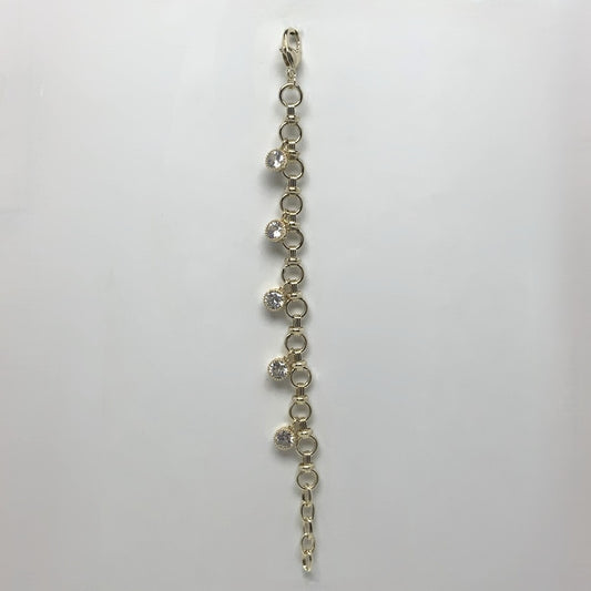 Designer Crystal Charm Circle Link Bracelet