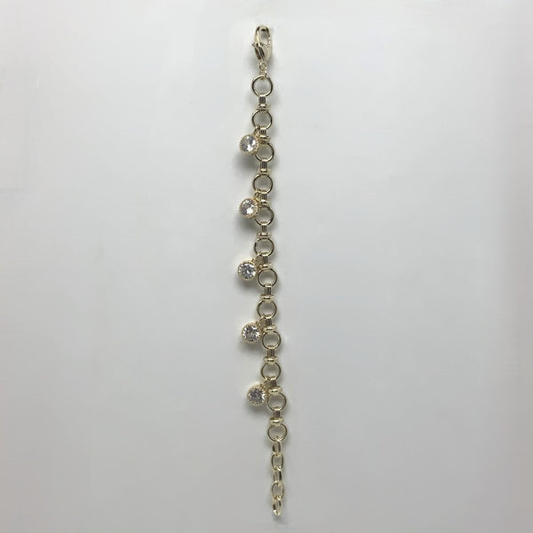 Designer Crystal Charm Circle Link Bracelet