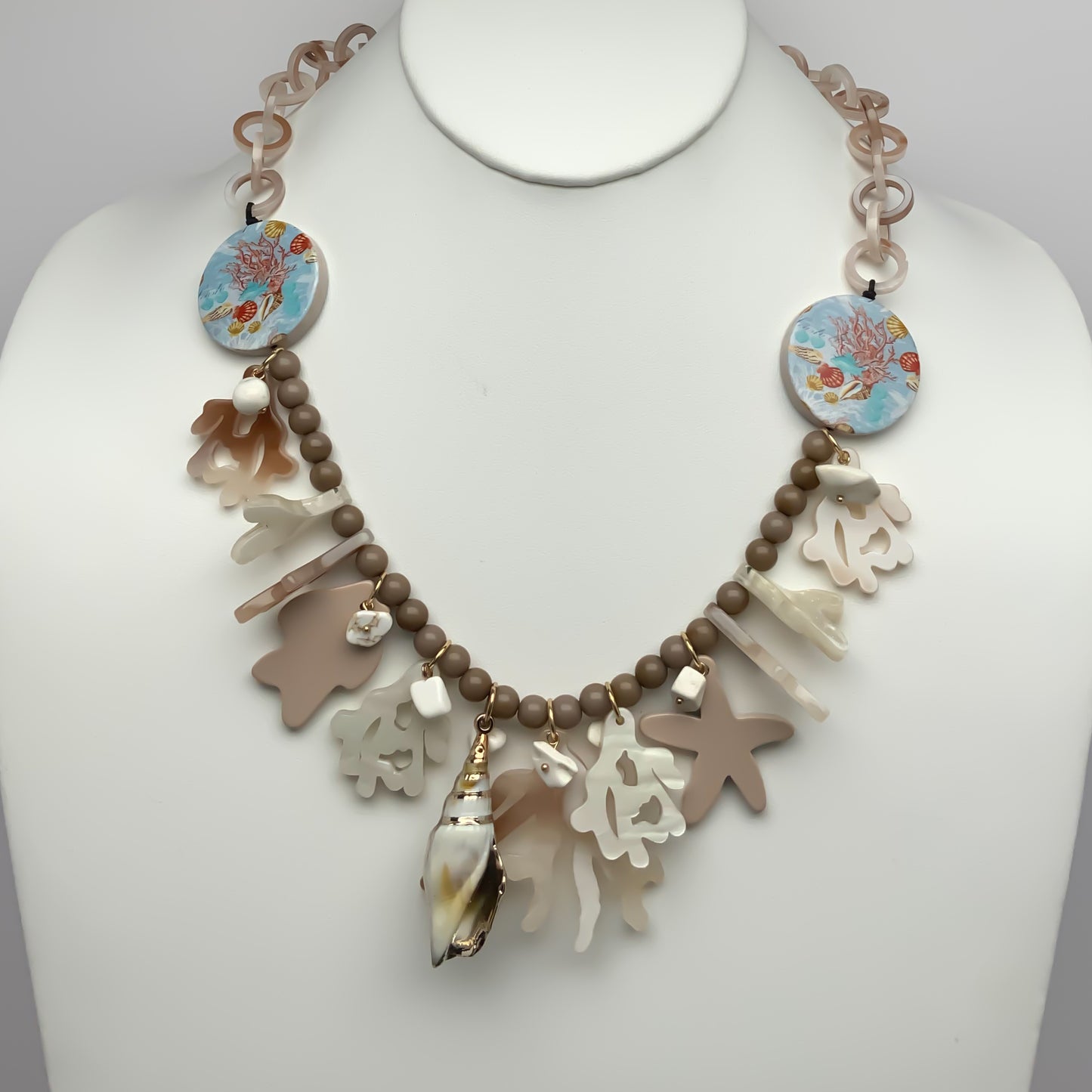 Lucite Coral Drop Necklace