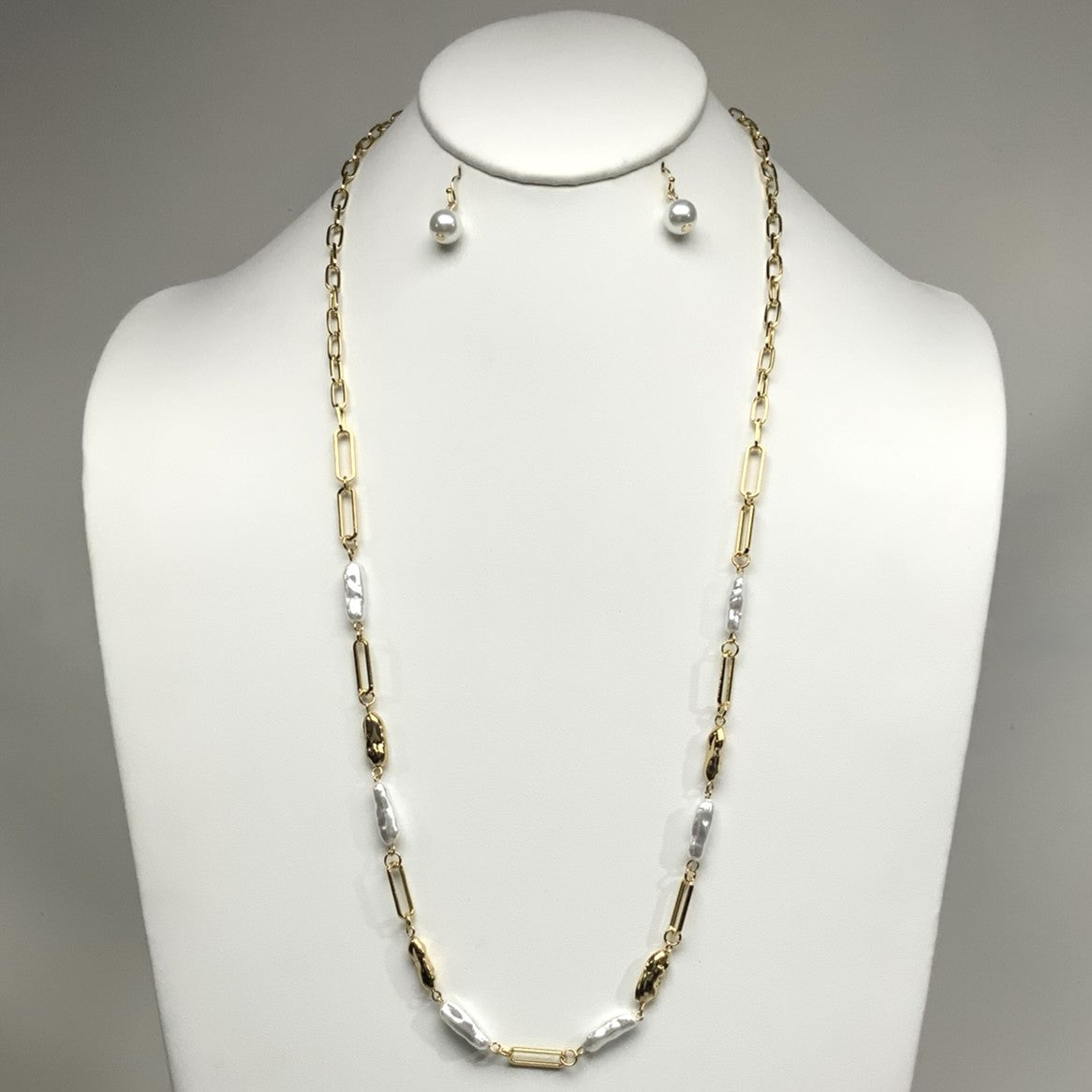 Long Pearl Necklace Set