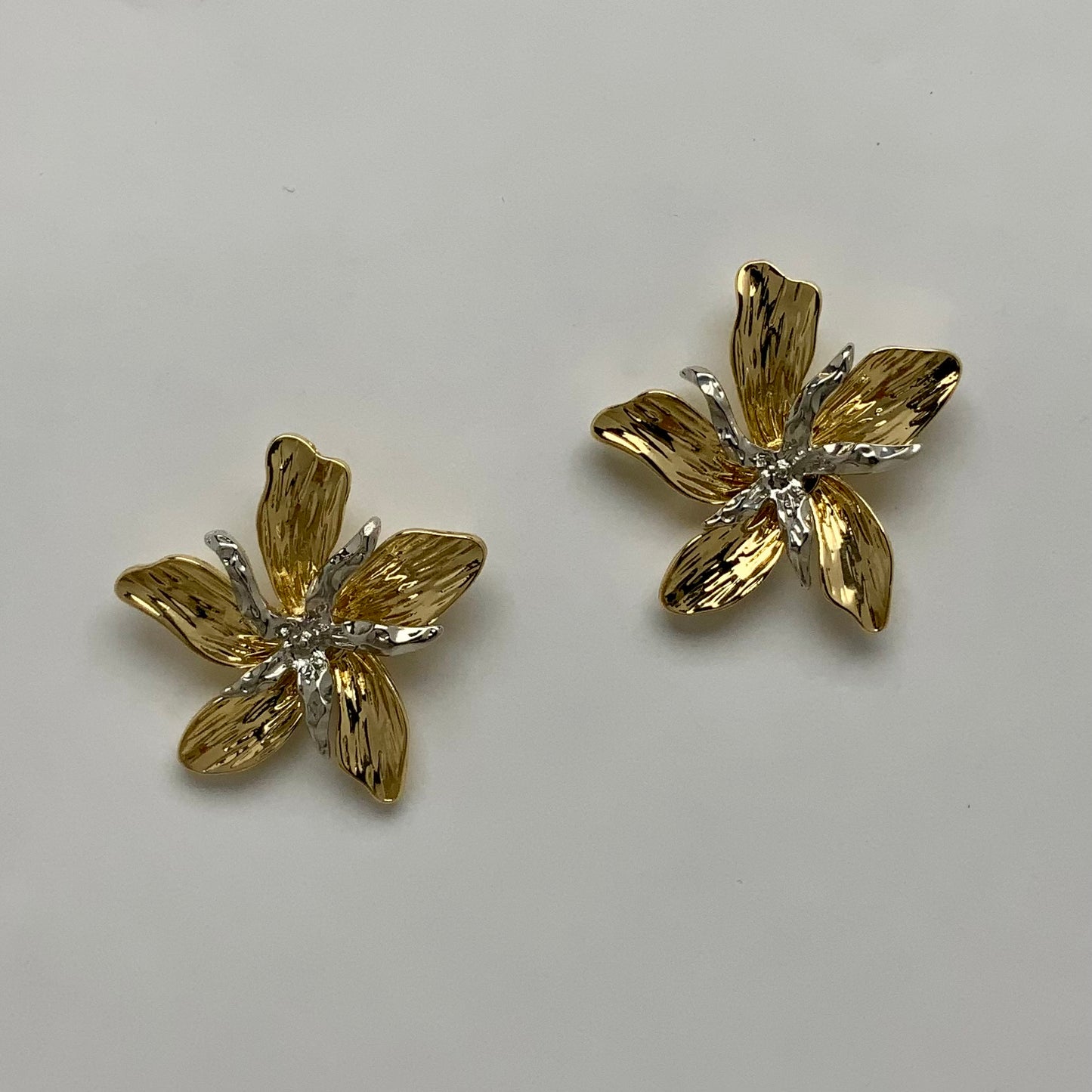 Metal Flower Statement Earrings