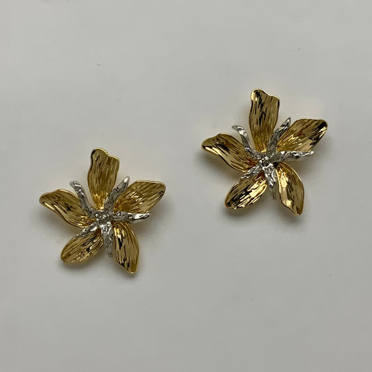 Metal Flower Statement Earrings