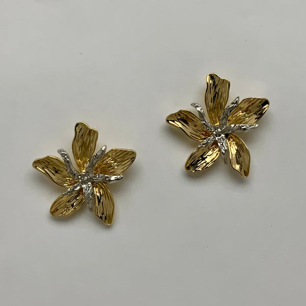 Metal Flower Statement Earrings
