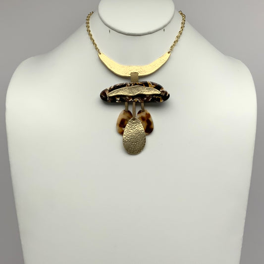 Gold Lucite Tribal Necklace