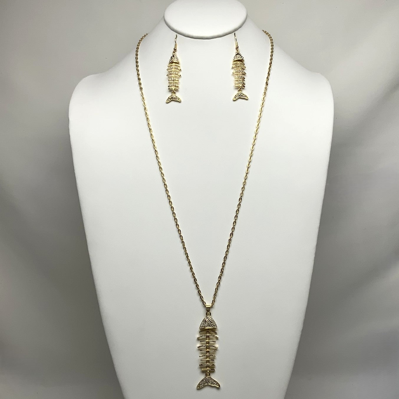 Fish Skeleton Necklace Set