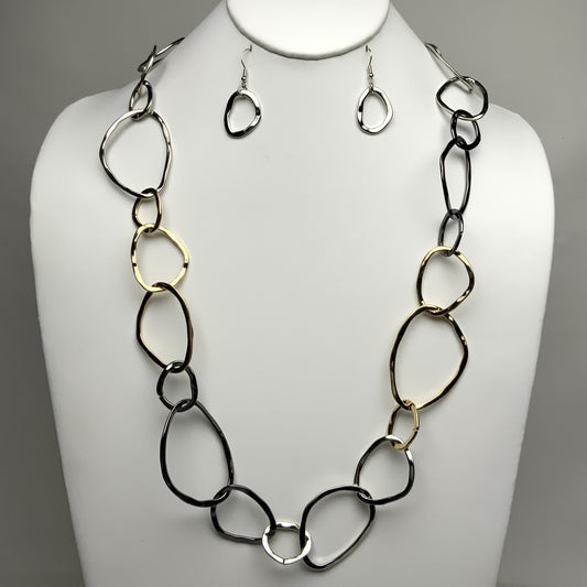 Two-Toned Chain Linked Necklace Set