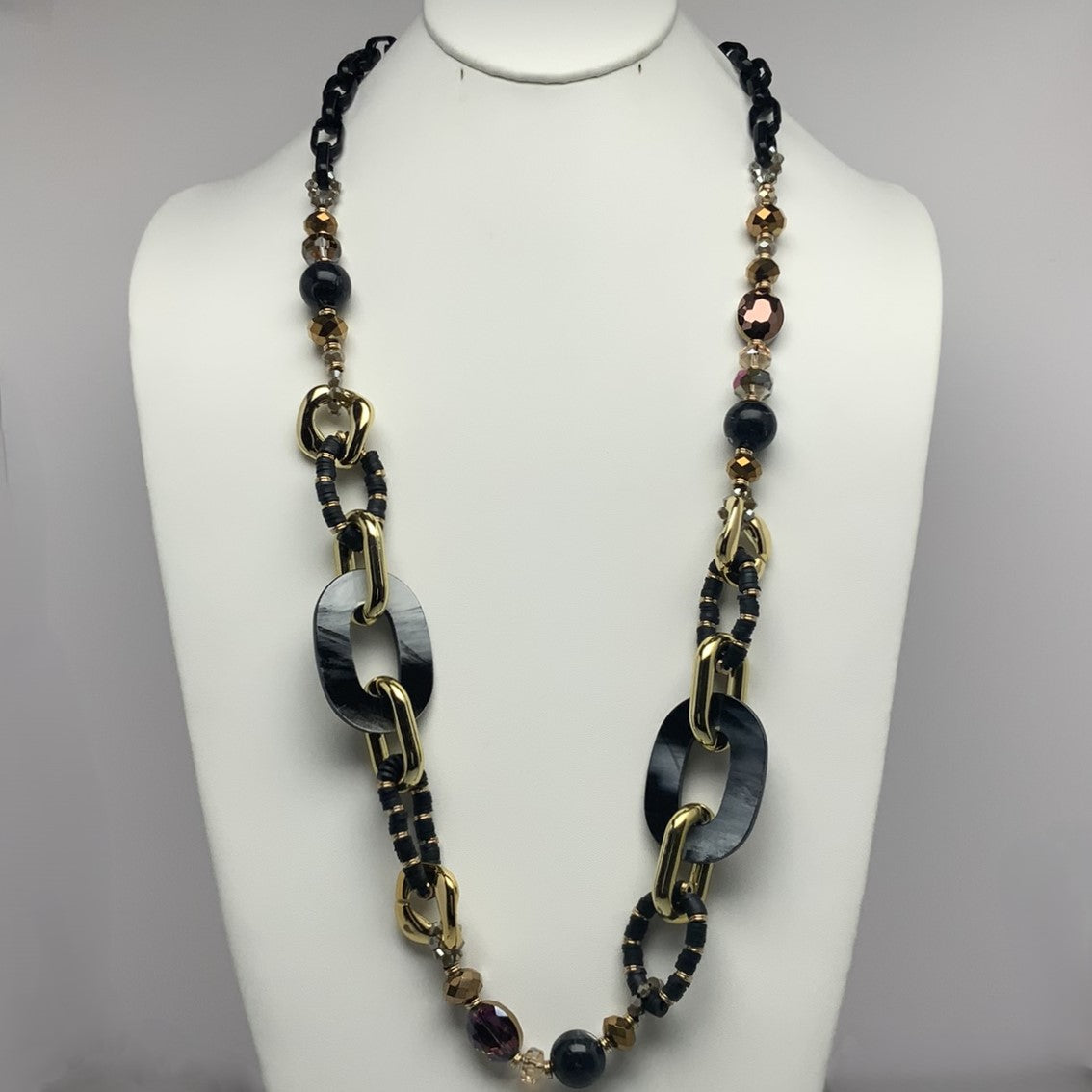 Beaded Lucite Linked Necklace