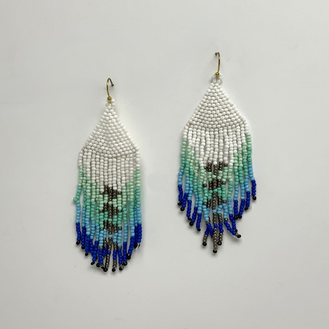 Beaded Triangle Tassel Earrings