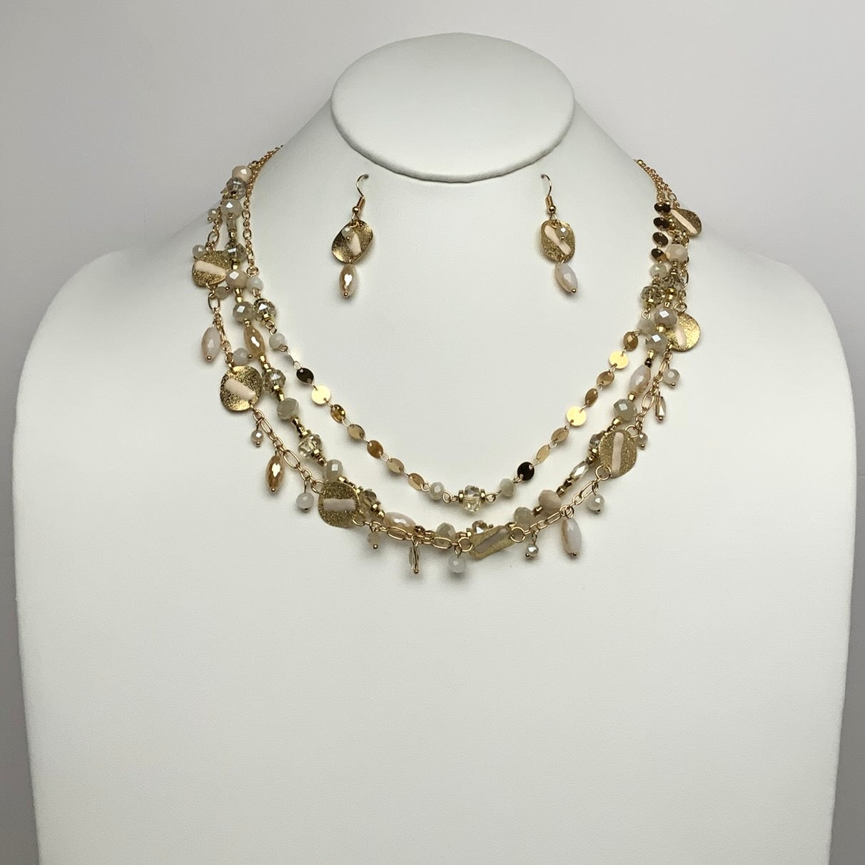 Layered Beaded Metal Circle Necklace Sets