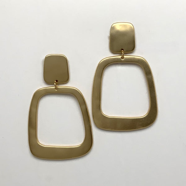 Wide Square Drop Clip On Earrings
