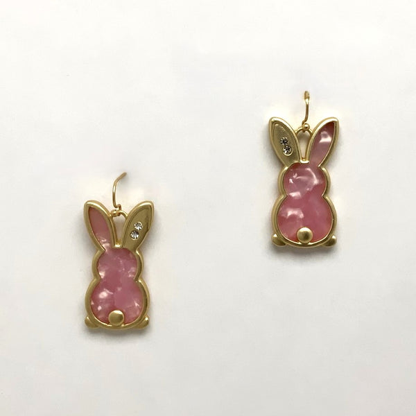 Lucite Metal Bunny Earrings