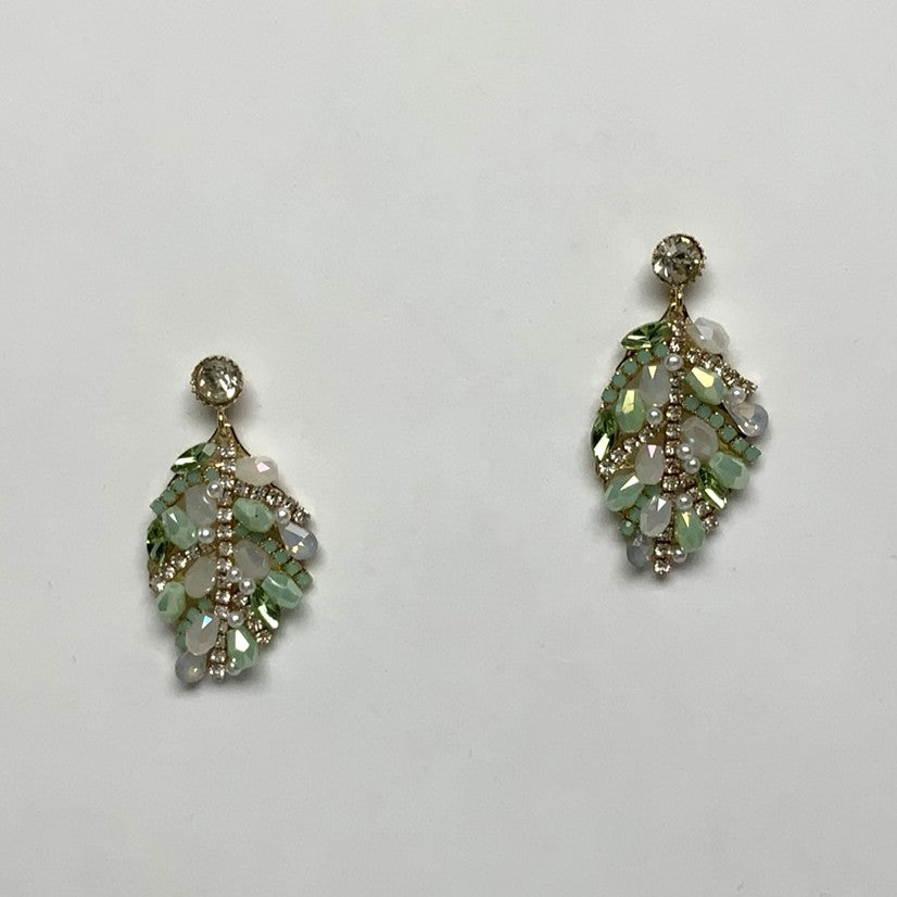 Crystal Leaf Drop Earrings