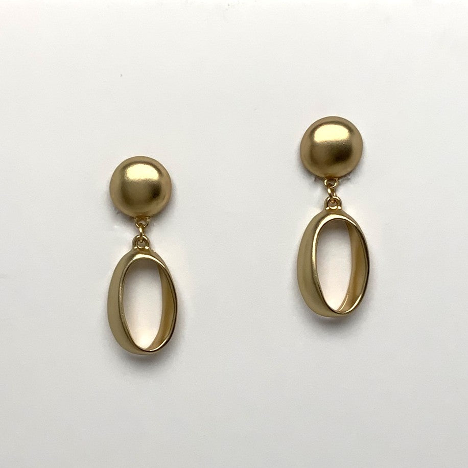 Circle Oval Drop Clip On Earrings