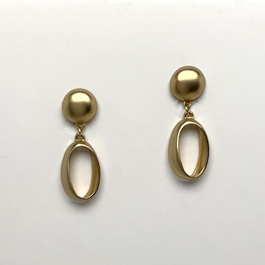 Circle Oval Drop Clip On Earrings