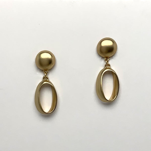 Circle Oval Drop Clip On Earrings