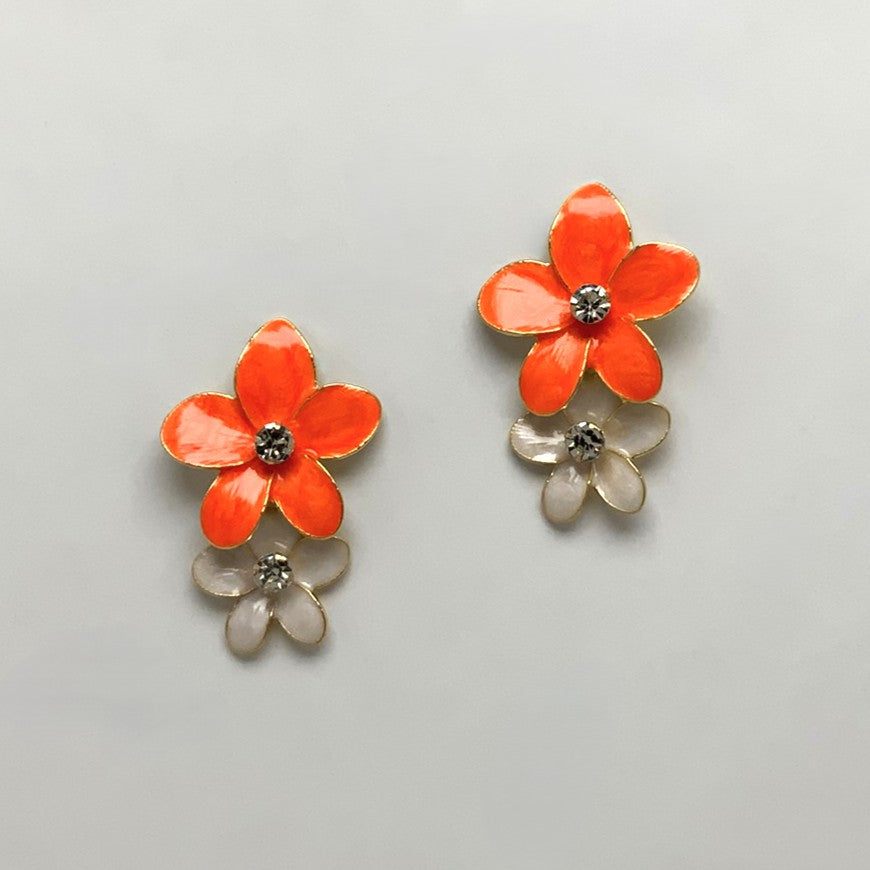 Flower Crystal Drop Earrings