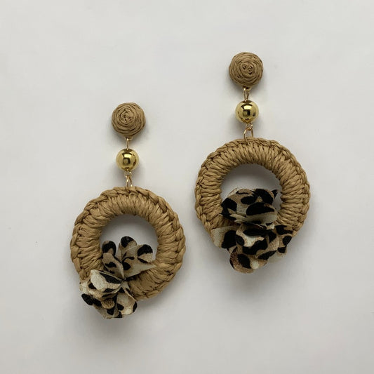 Bamboo Ring Fabric Drop Earrings