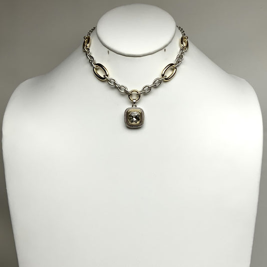 Square Crystal Link Necklace