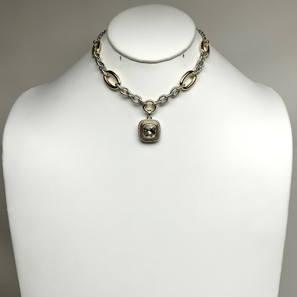 Square Crystal Link Necklace
