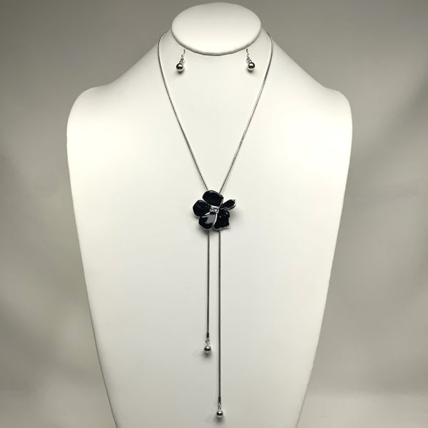 Flower Pendant Snake Chain Necklace Set