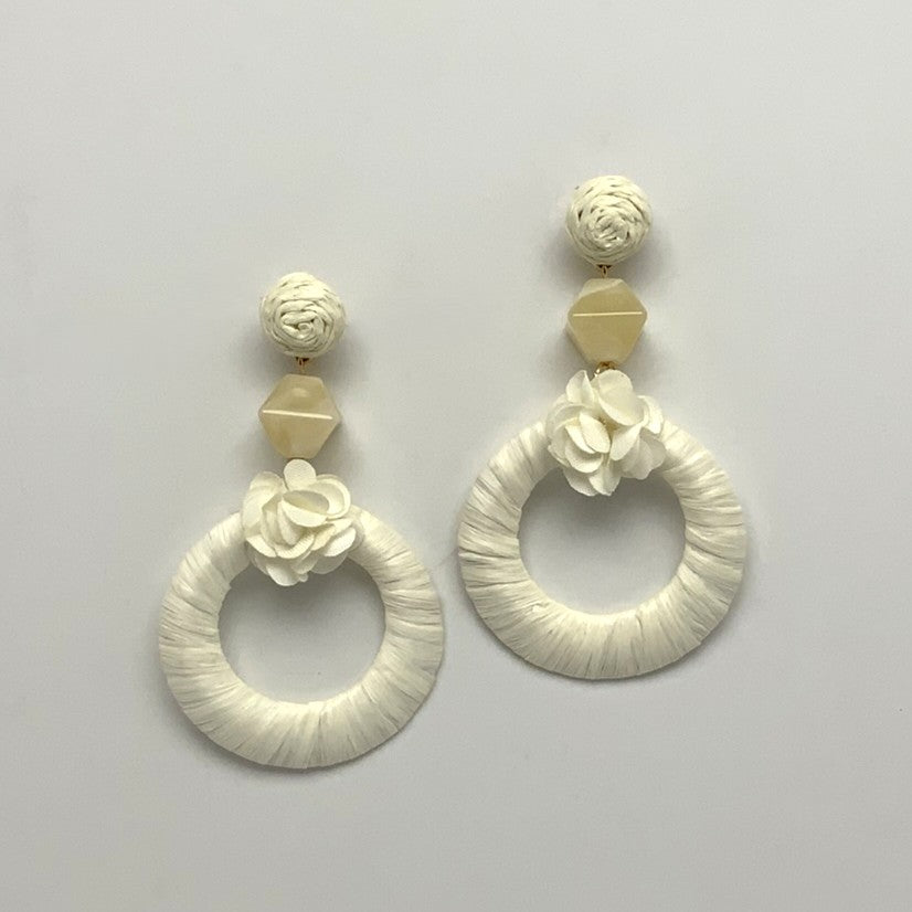 Paper Twine Wrapped Crystal Drop Earrings