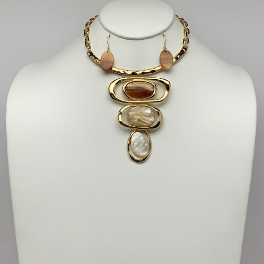 Bib Style Textured Enamel Drop Necklace Set