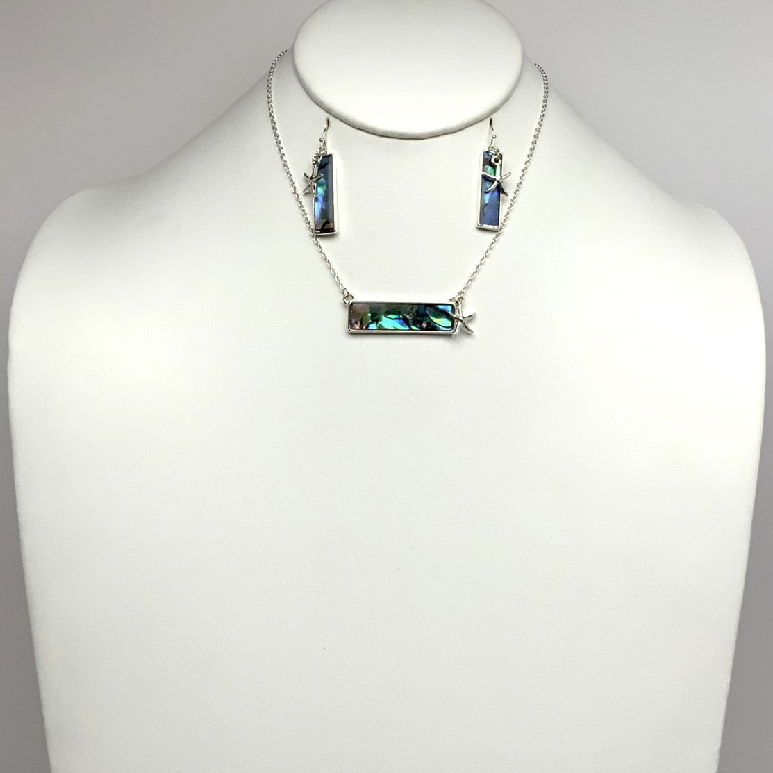Abalone Starfish Bar Necklace Set