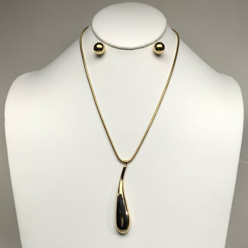 Melted Teardrop Snake Chain Necklace Set