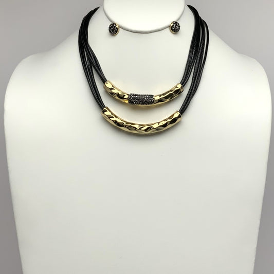 Curved Blinged Necklace Set