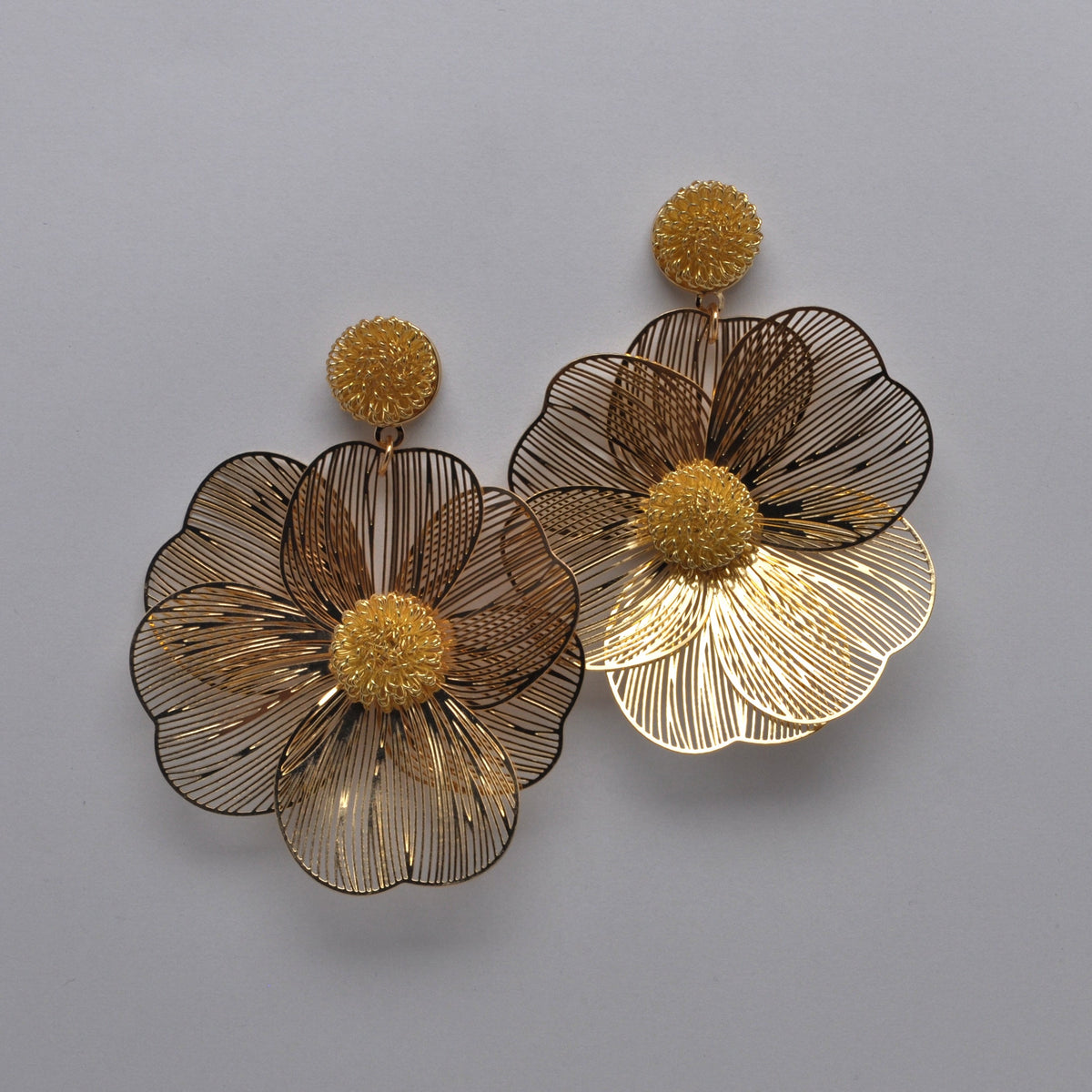 Metal Statement Flower Earrings