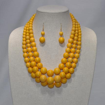 Triple Layer Bead Necklace