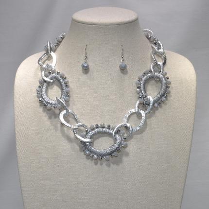 Textured Metal Chain with Rhinestones