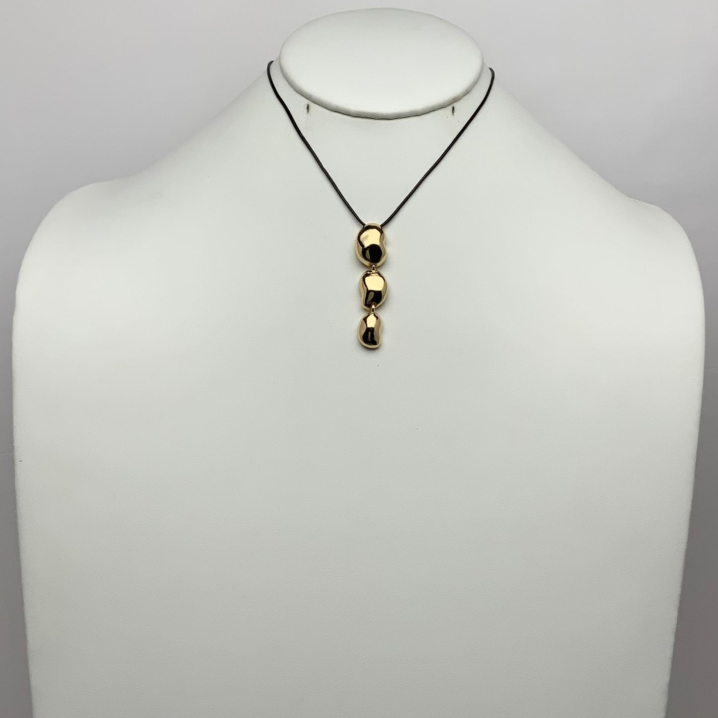 Three Metal Drop Cord Necklace