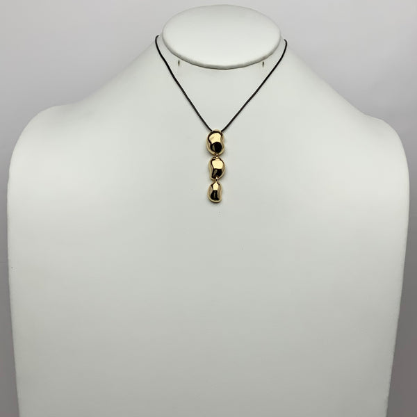 Three Metal Drop Cord Necklace