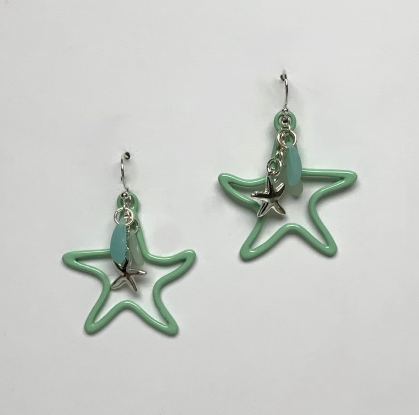 Starfish Sea glass Charm Earrings