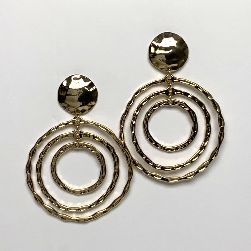 Hammered Circle Outline Clip On Earrings