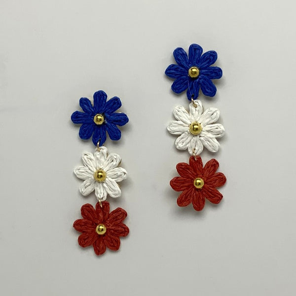 Three Twine Flower Drop Earrings