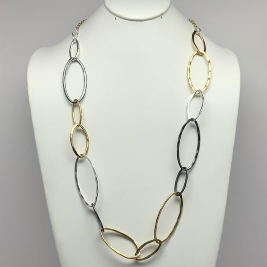 Three-toned Oval Drop Necklace