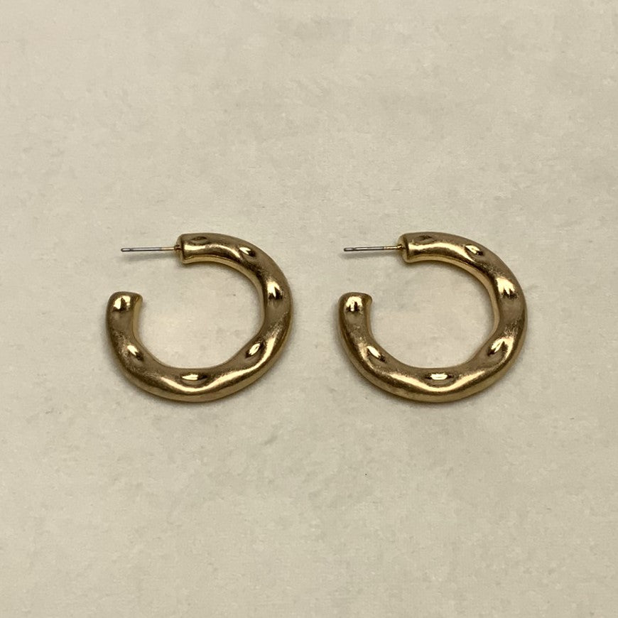 Thick Dented Look Hoop Earrings