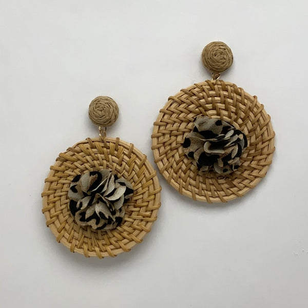 Bamboo Fabric Center Statement Earrings