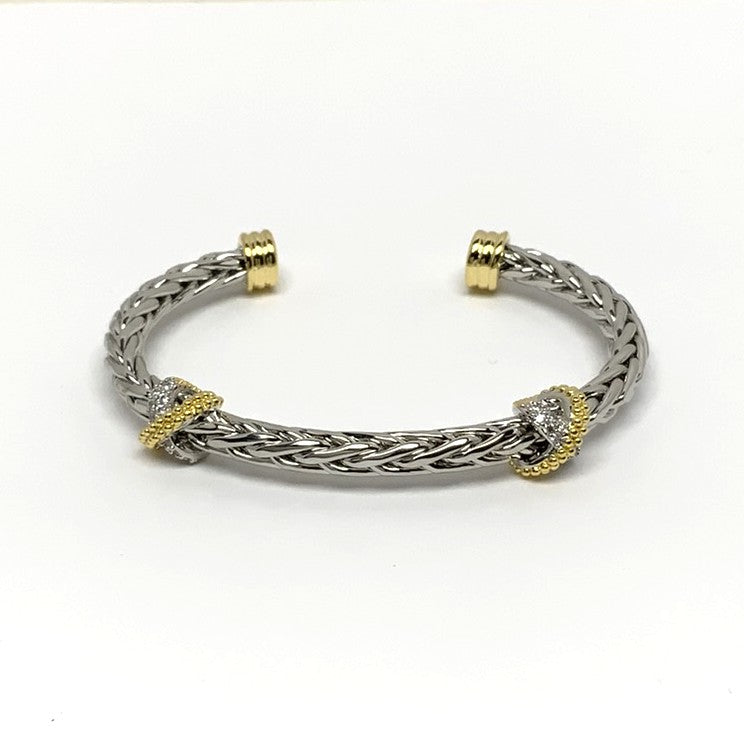 Mixed Metal Braided Cuff Bracelet