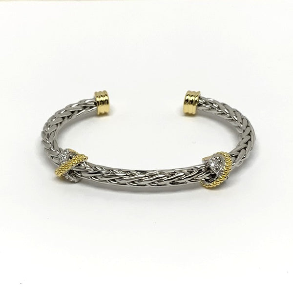 Mixed Metal Braided Cuff Bracelet