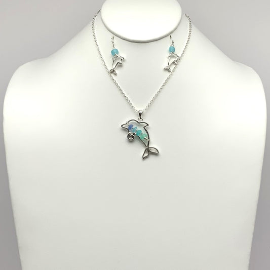 Beaded Dolphin Necklace Set