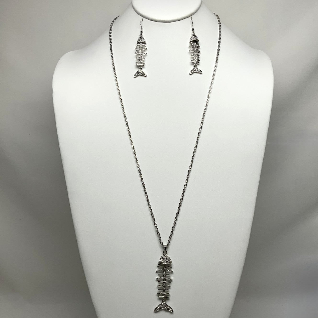 Fish Skeleton Necklace Set