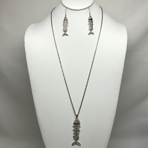 Fish Skeleton Necklace Set